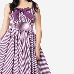 NWT Unique Vintage brand purple gingham sundress XL/14 pockets!